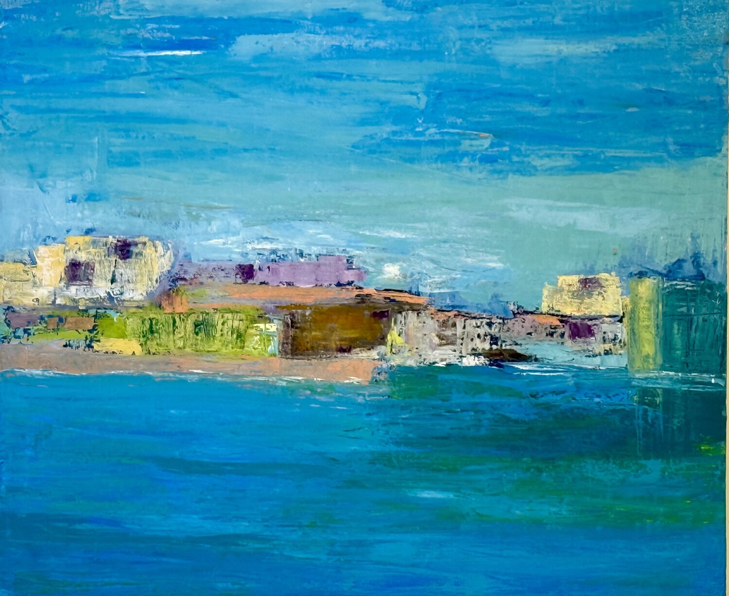Harbour with Breakwater Claire Sower Originalgemälde zu verkaufen