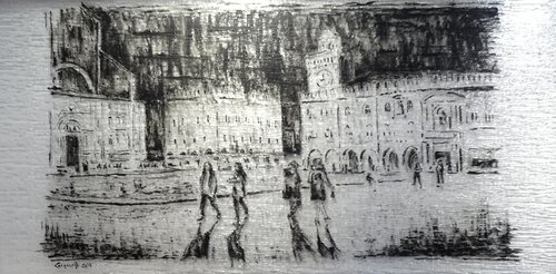 Bologna: Piazza Grande di notte  P348 van Maurizio Carpanelli, Schilderij te koop op Singulart