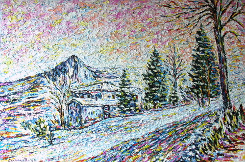 Nevicata a Rocca Malatina II   P292 par Maurizio Carpanelli, Peinture en vente sur Singulart