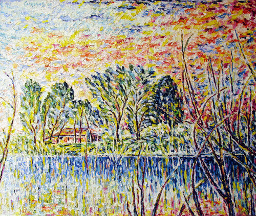 Primavera sul fiume Reno    P205 par Maurizio Carpanelli, Peinture en vente sur Singulart