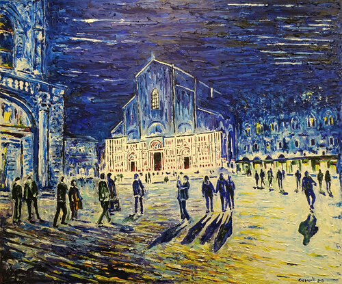 Bologna : Notturno con raggi di luna  P377 von Maurizio Carpanelli, Malerei kaufen auf Singulart