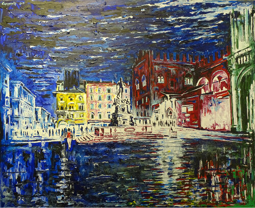 Bologna : Notturno dopo il temporale    P378 van Maurizio Carpanelli, Schilderij te koop op Singulart