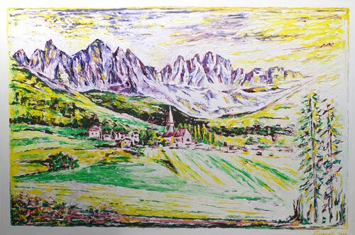 Scenario dolomitico estivo  P339 van Maurizio Carpanelli, Schilderij te koop op Singulart