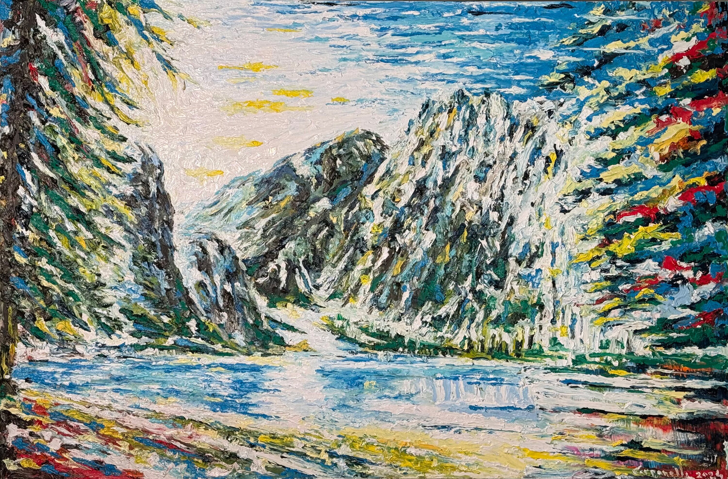 Lago di Braies in autunno  #P424 Maurizio Carpanelli Originalgemälde zu verkaufen