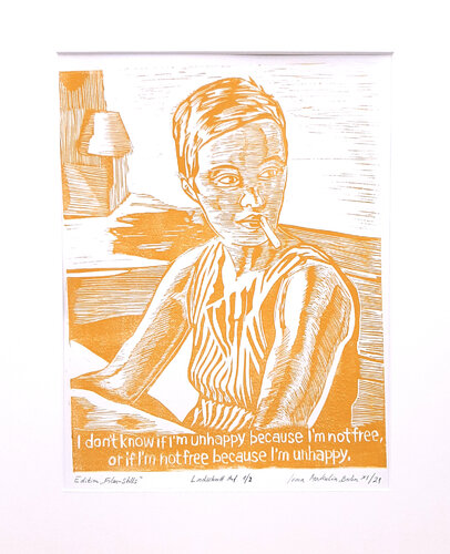 Jean Seberg / Breathless "I don t know if I am unhappy because I am not free, or I am not free because I am unhappy" Film Stills Edition von Irma Markulin, Druck kaufen auf Singulart