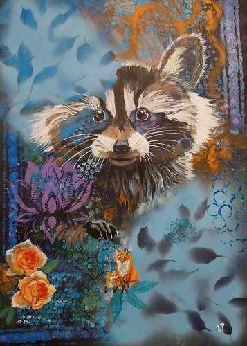 Waschbär di Larisa Pires, Pittura in vendita su Singulart