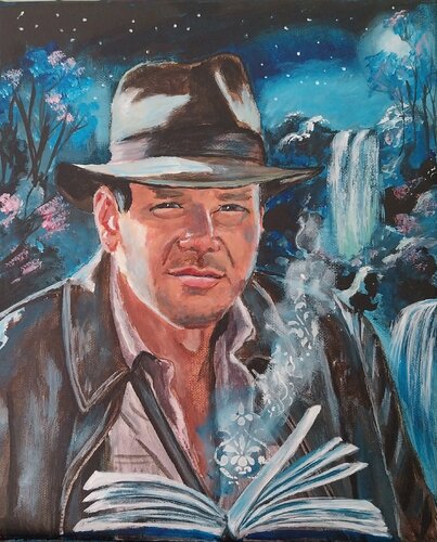 Harrison Ford als Indiana Jones di Larisa Pires, Pittura in vendita su Singulart