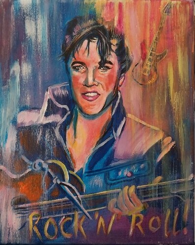Elvis Presley Pop-Art-Porträt van Larisa Pires, Schilderij te koop op Singulart