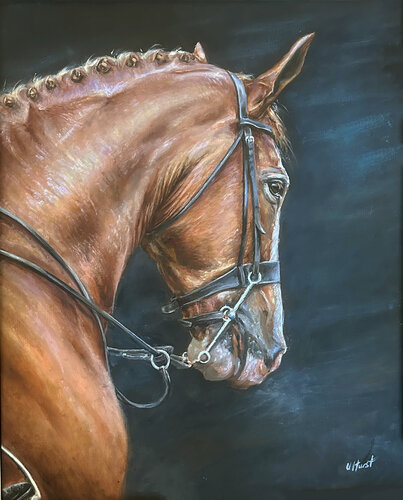 Horse and rider hunter horse equestrian equine de Una Hurst, Pintura a la venta en Singulart