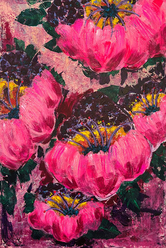 Hot Pink Blooms van Jillian Brunette, Schilderij te koop op Singulart