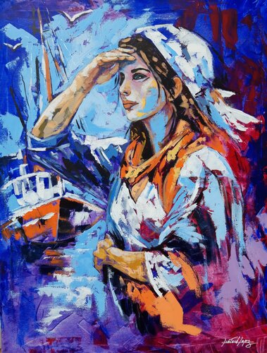 Femme de pêcheur di Patrick Liotard lopez, Pittura in vendita su Singulart