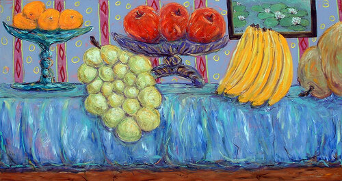 Still Life with Disproportionate Fruit de Banning Lary, Pintura a la venta en Singulart