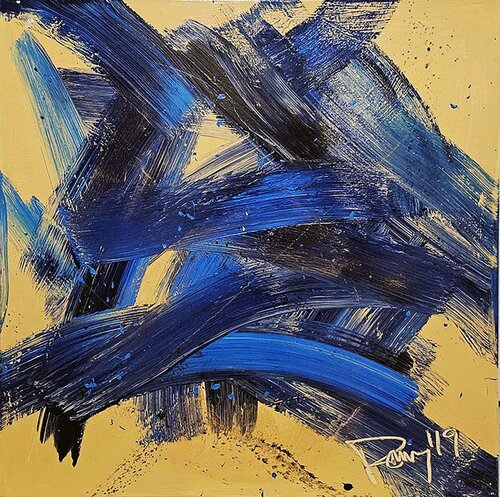 Rhapsody in Blue and Ocher di Banning Lary, Pittura in vendita su Singulart
