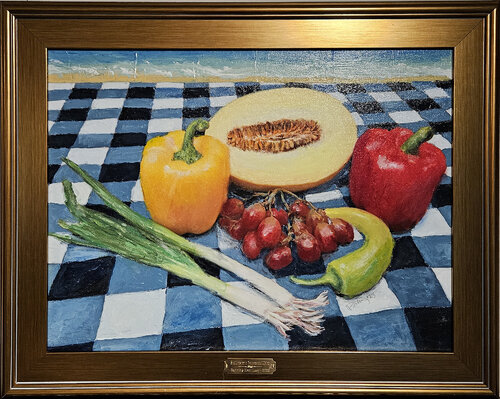 Scallions with Peppers and Melon de Banning Lary, Pintura a la venta en Singulart