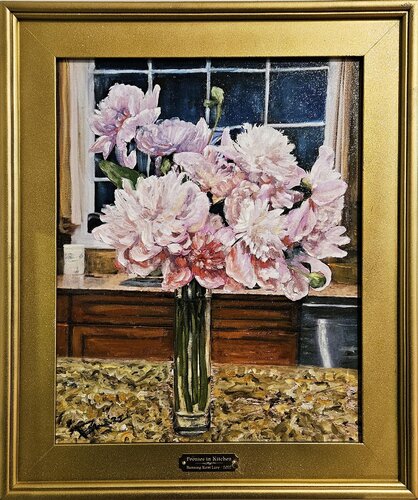 Peonies in the Kitchen di Banning Lary, Pittura in vendita su Singulart