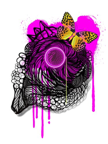 Hot Pink Drips on The Unicorn de Candace Marquette, Impresión a la venta en Singulart