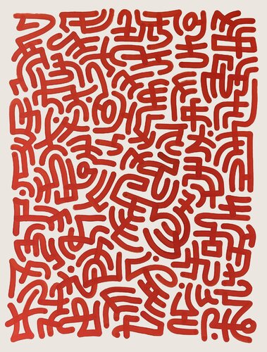 Abstract Red Script di Pāku Peither, Opera su carta in vendita su Singulart
