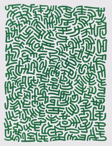 Abstract Green Script di Pāku Peither, Opera su carta in vendita su Singulart