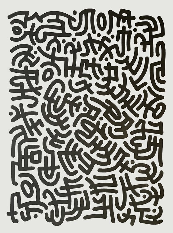 Abstract Black Script Pāku Peither