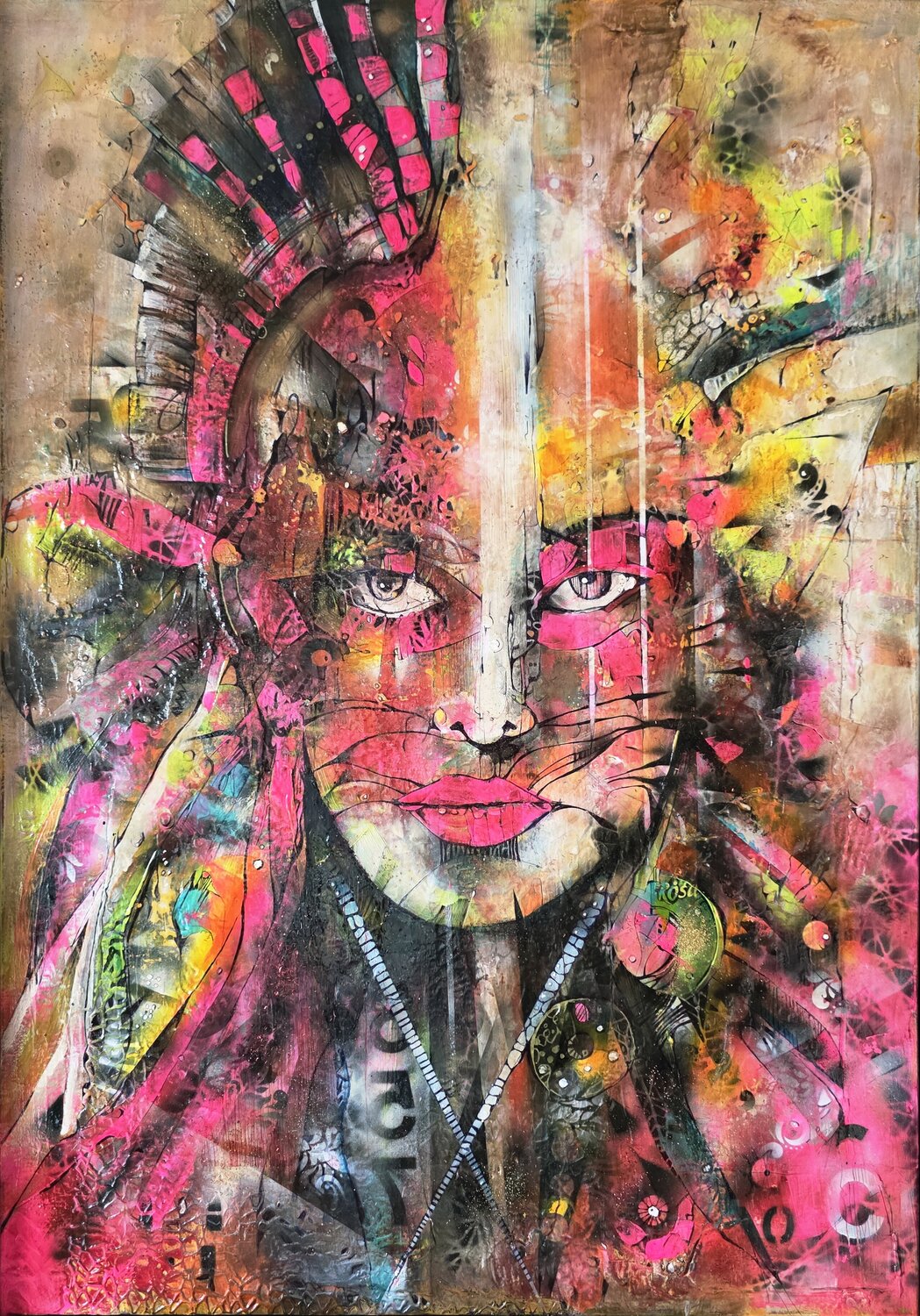 SHAMAN OF BROKEN COLOR cyril CICHY Originalgemälde zu verkaufen