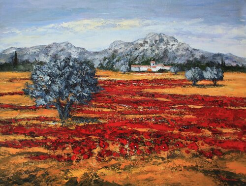 Paysage des Alpilles - Provence von J-F CLEMENCEAU, Malerei kaufen auf Singulart