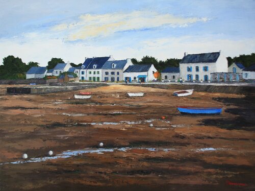 Le port du Logéo (56) - Bretagne by J-F CLEMENCEAU, Painting for Sale on Singulart