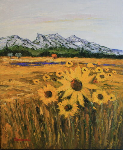 Tournesols à Maussane les Alpilles - Provence von J-F CLEMENCEAU, Malerei kaufen auf Singulart