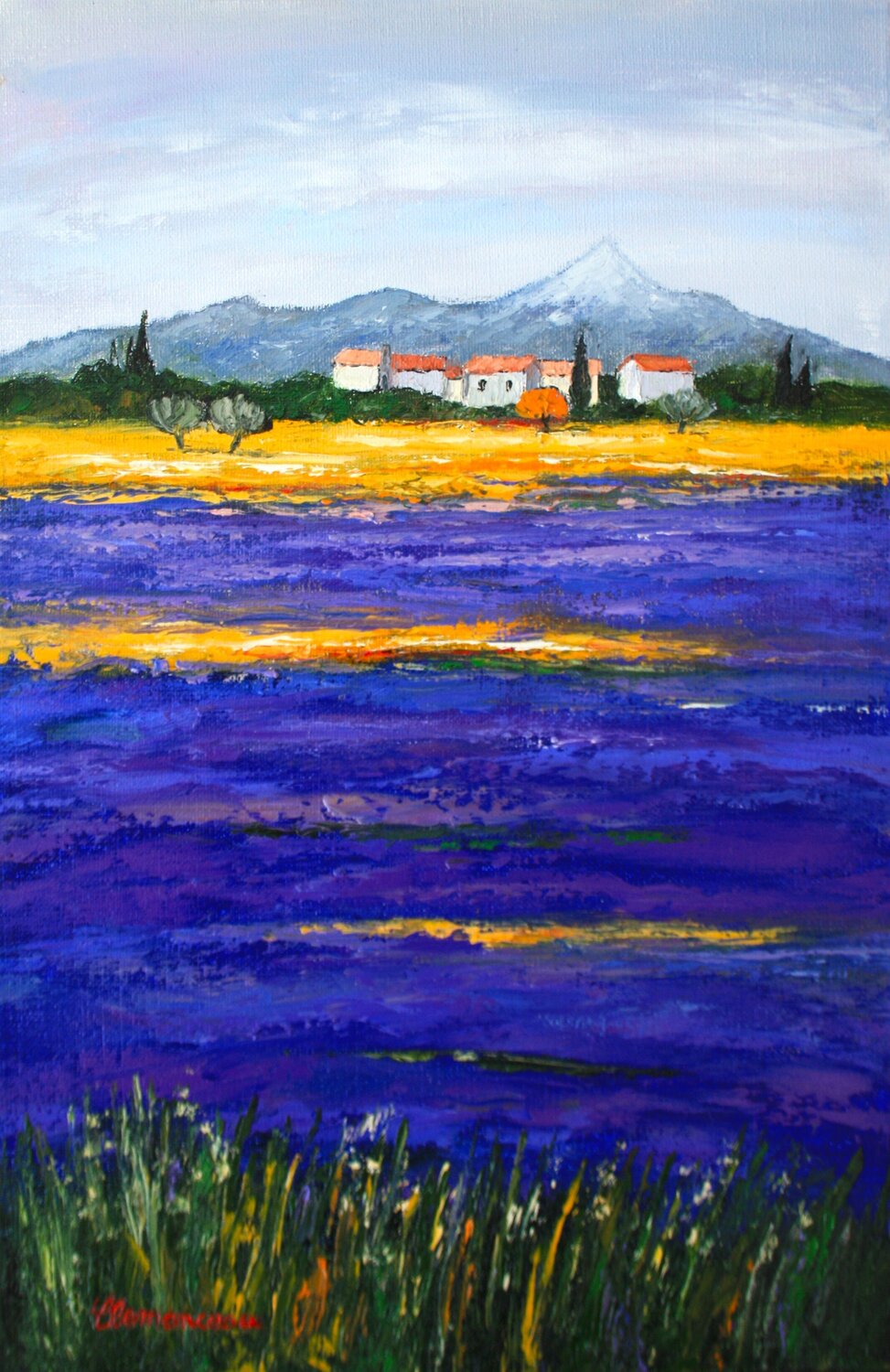 Village dans le Vaucluse - Provence J-F CLEMENCEAU Originalgemälde zu verkaufen
