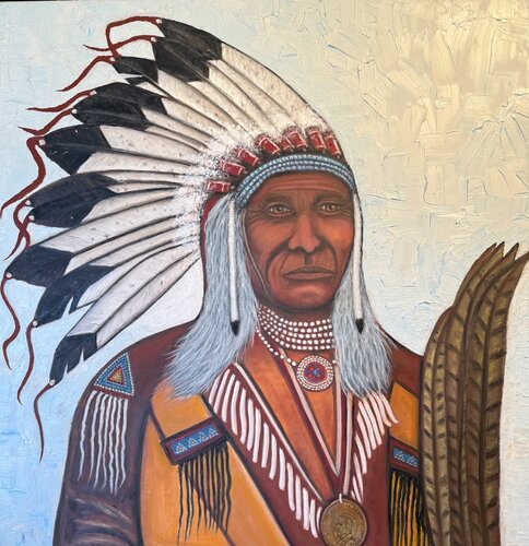 Lakota With Presidential Medal by Terry Newell, Painting for Sale on Singulart