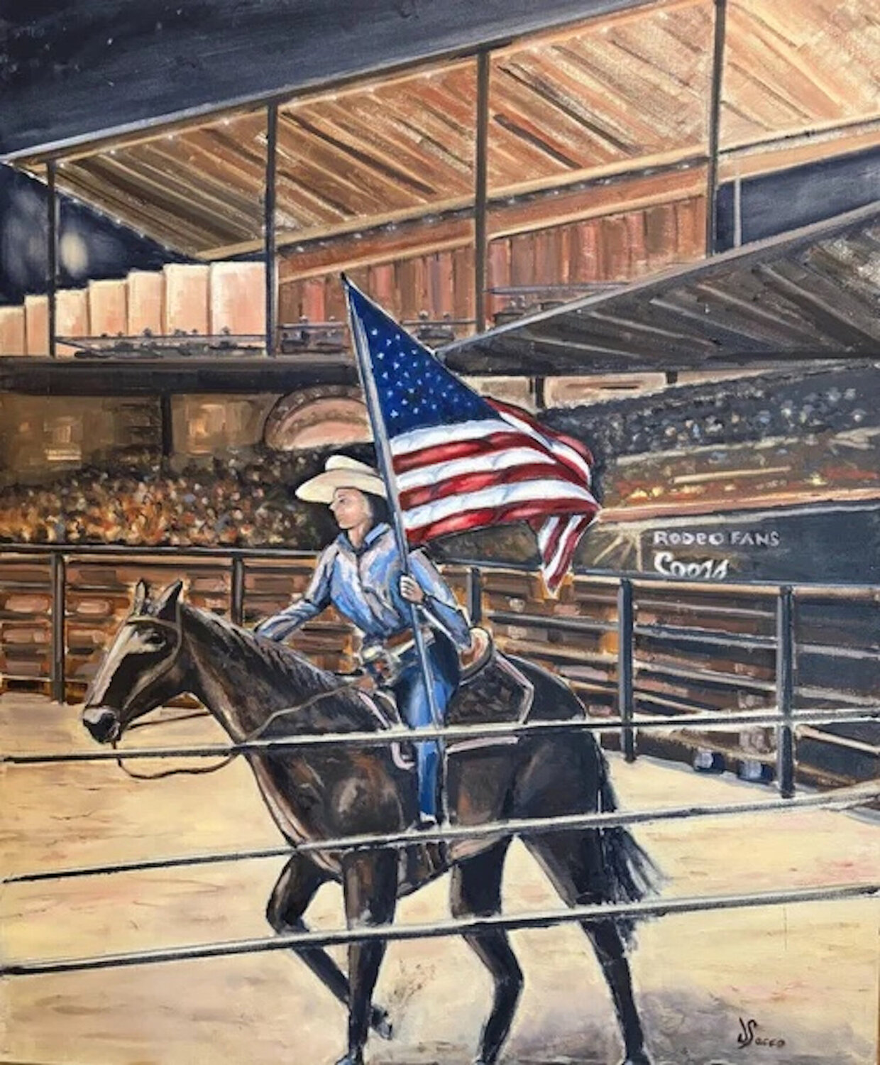 Friday Night Rodeo joe Sacco Originalgemälde zu verkaufen