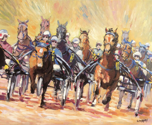 Course de trotteurs par Vincent COUPPEY, Peinture en vente sur Singulart