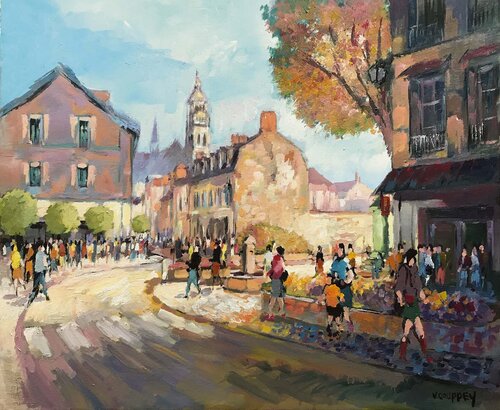La Grande Rue de L'Isle-Adam par Vincent COUPPEY, Peinture en vente sur Singulart
