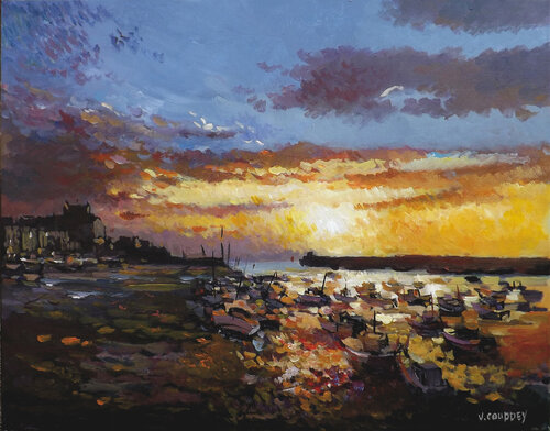 L'embrasement du port de Barfleur par Vincent COUPPEY, Peinture en vente sur Singulart