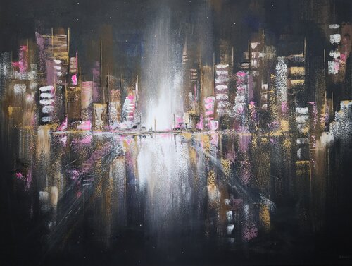 Pink city nights von Asta Vehviläinen, Malerei kaufen auf Singulart