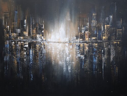 Blue city nights von Asta Vehviläinen, Malerei kaufen auf Singulart