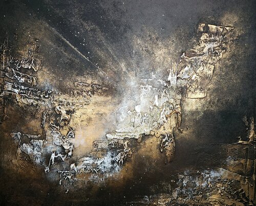 Golden canyon di Asta Vehviläinen, Pittura in vendita su Singulart