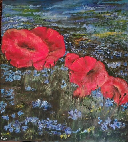 Blu e Rosso d'estate di Anna Carrarini, Pittura in vendita su Singulart