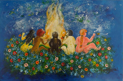 Allegro crepitio floreale - Tecnica:Primitive-Actual by Marina Corso, Painting for Sale on Singulart