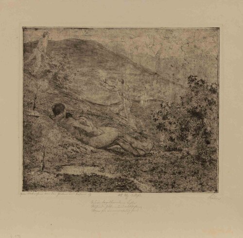 Landscape with Reclining Nude Figures di Walter Richard Rehn, Stampa in vendita su Singulart