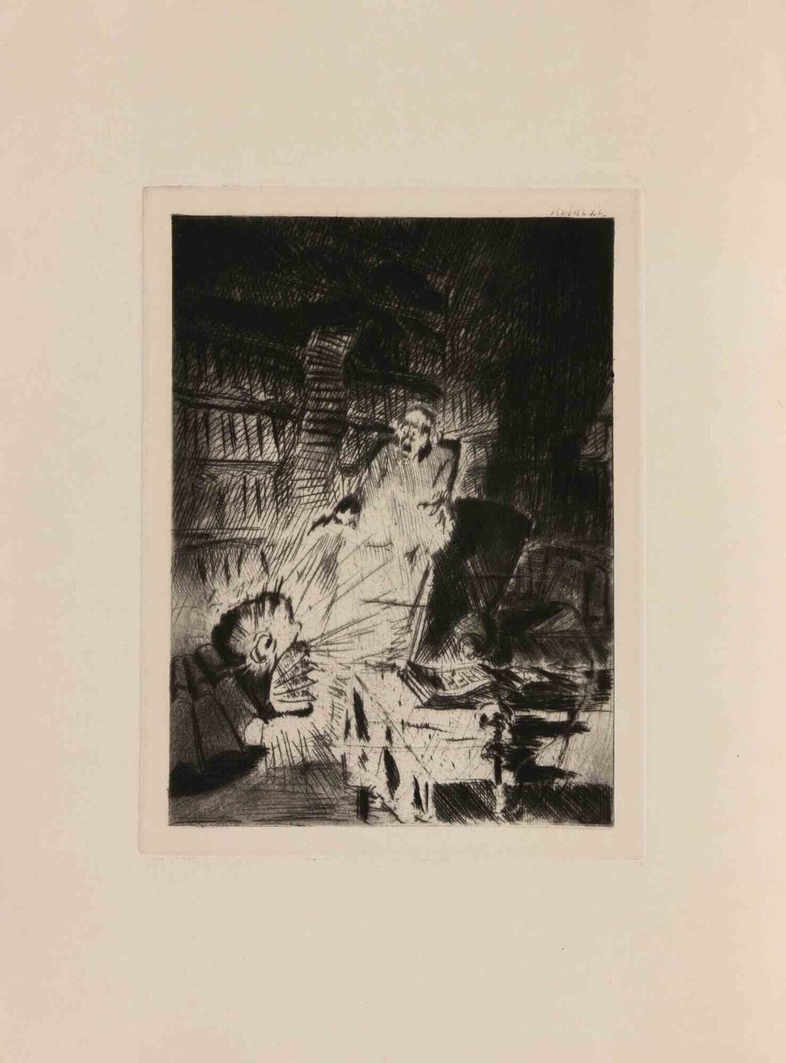Dramatic Interior Scene Walter Richard Rehn
