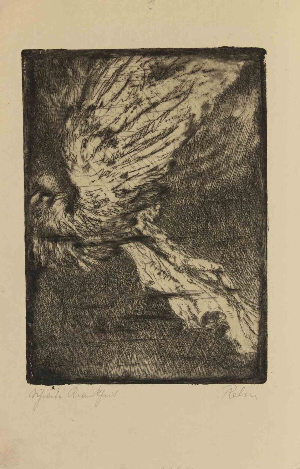 Winged Figure (Study of a Fallen or Ascending Angel) Walter Richard Rehn Druck zu verkaufen