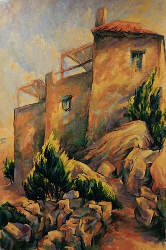 Haus am Felsen van Florian Weiss, Schilderij te koop op Singulart