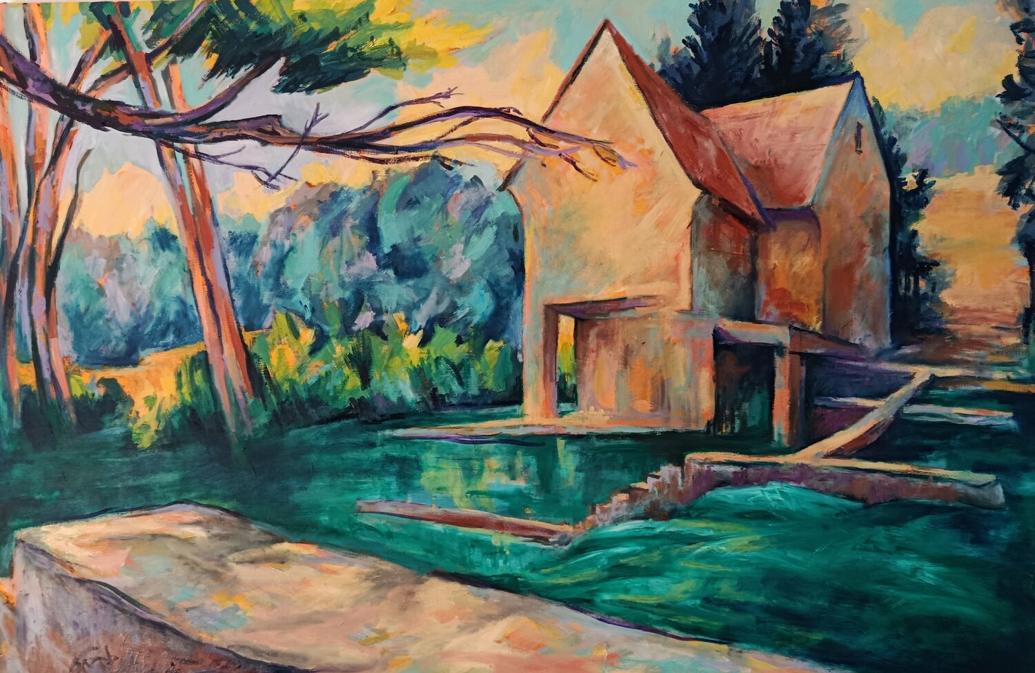 Laberstauwehr bei Wieslbruck Florian Weiss Original painting for sale