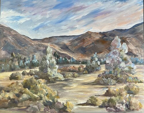 Smoke Trees in Araby Canyon 51824 van Marilyn Froggatt, Schilderij te koop op Singulart