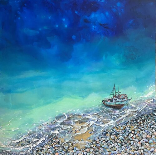 Exploring uncharted earth di Ellie Lasthiotaki, Pittura in vendita su Singulart