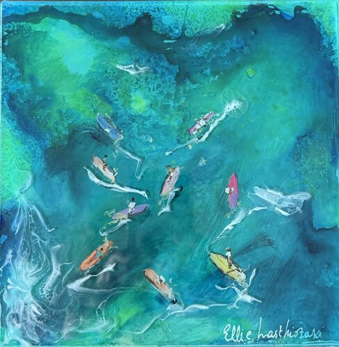 The surfers van Ellie Lasthiotaki, Schilderij te koop op Singulart