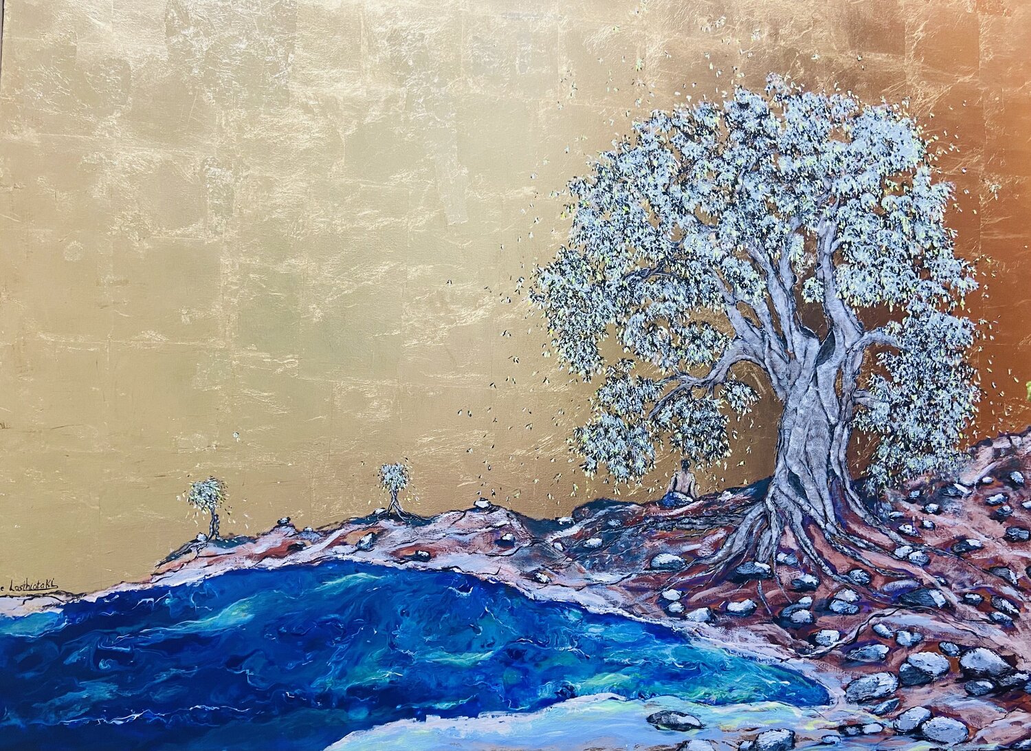 The Embrace of the Olive Tree Ellie Lasthiotaki Originalgemälde zu verkaufen