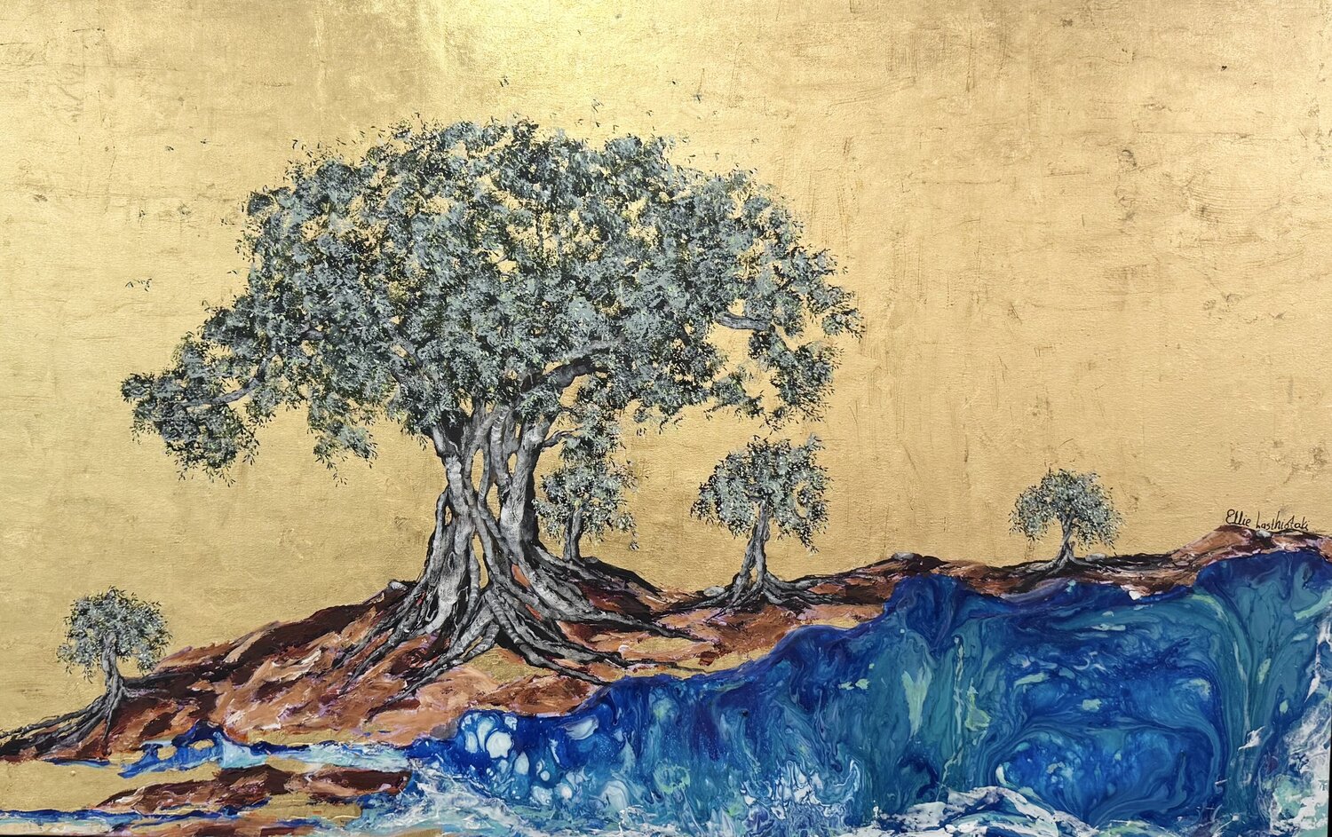 Tree of life in serenity Ellie Lasthiotaki Originalgemälde zu verkaufen
