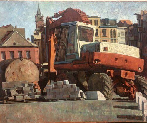 Chantier sur Astrid Plaats Antwerpen von Andreas VANPOUCKE, Malerei kaufen auf Singulart