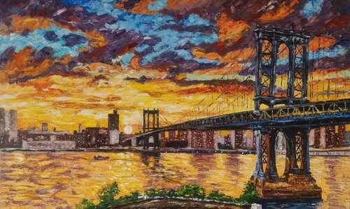 Manhattan al caer el tiempo by Javier Parra, Painting for Sale on Singulart